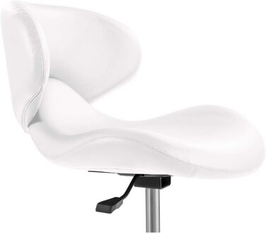 Стілець-ролик Physa ANDRIA WHITE з спинкою, регульований, білий, полірована сталь, оббивка ПВХ, 360° обертання, робочий стілець на колесах