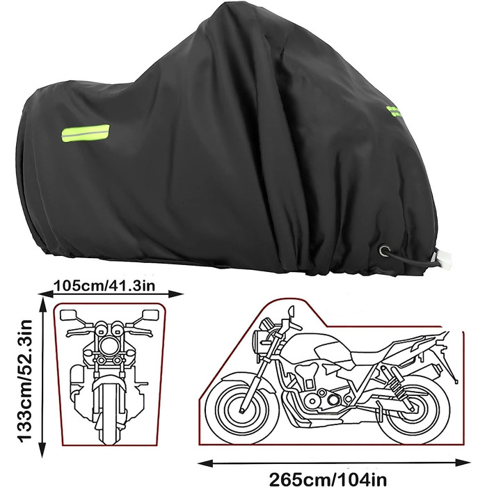 Водонепроникний чохол для мотоцикла XXXL, захисна накидка для Harley-Davidson, Kawasaki, Suzuki, Honda, 265x105x133 см, для вулиці, зима