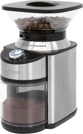 Електрична кавомолка ProfiCook PC-EKM 1205, 200 Вт, 16 режимів помелу, конічні жорна з нержавіючої сталі, таймер, до 230 г кавових зерен
