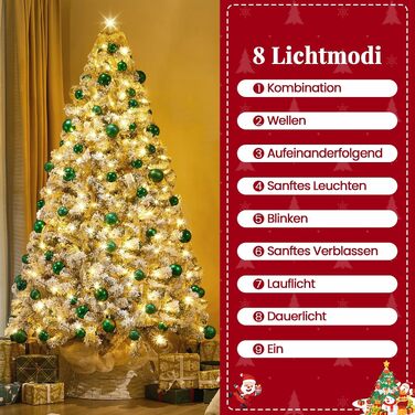 Штучна ялинка Yaheetech 213 см з ефектом засніженості та 350 теплими білими LED-ліхтариками