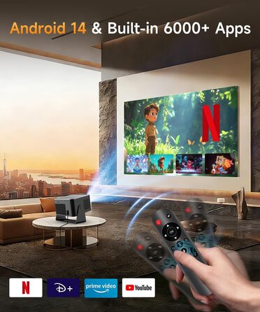 Magcubic Mini Beamer 4K/8K Android 14: Портативний проектор 1080P, 600 ANSI, WiFi 6, Bluetooth 5.4, Автофокус, 180° поворот, 12W динамік для дому та вулиці (HY350 Max)
