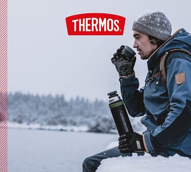 Термос для напоїв THERMOS Mountain 0,75 л, чорний, нержавіюча сталь, з чашкою, 24 год гарячий/холодний, легкий та міцний, BPA-free, для походів