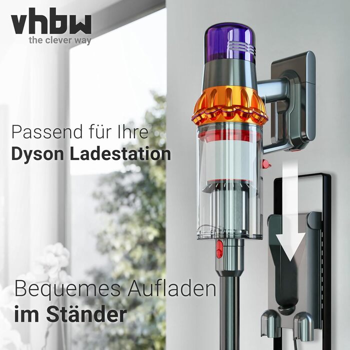 Підставка-утримувач для пилососа vhbw, сумісна з Dyson V7/V8, акумуляторний ручний пилосос, темно-сіра
