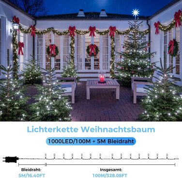 Світлодіодна гірлянда для Різдва та Нового року 500 LED (100м), мережева, для внутрішнього та зовнішнього використання