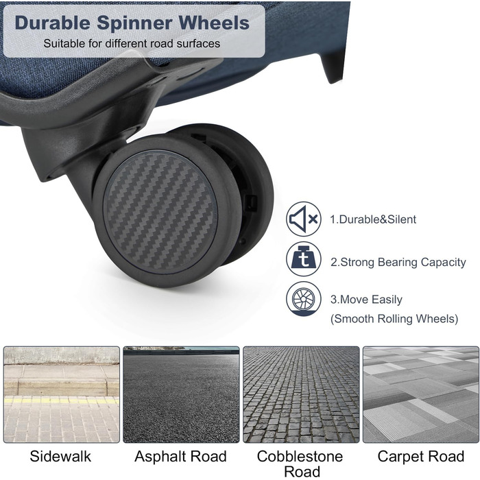 Середній м'який валізний чемодан British Traveller 24'' на 4 колесах, тканинний, з TSA-замком, синій, легкий дорожній тролей для ручної поклажі