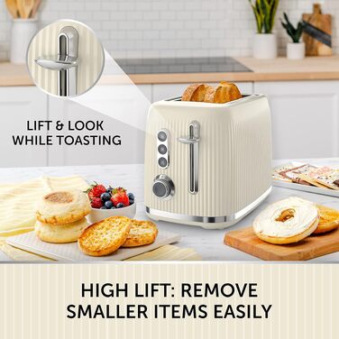 Тостер Breville Mutiger 2-слотовий кремовий з широкими прорізами, хром-срібло (VTR003)
