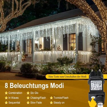 Світлодіодна гірлянда-завіса Eisregen 624 LED (5м), біле світло, водонепроникна IP44 з таймером та 8 режимами для вулиці та дому