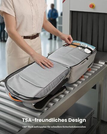 Рюкзак для ноутбука Tolaccea 30L, 15.6 дюймів, діловий дорожній рюкзак для ручної поклажі, світло-сірий