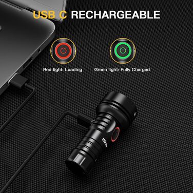 Ліхтарик Wurkkos TS11 Mini LED 2000 Люмен, компактний ручний ліхтар з SFT40, RGB підсвіткою, дальність 616 м, акумулятор 18350, TIR-лінза, USB-C зарядка, для туризму та активного відпочинку