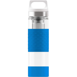 Термос-пляшка SIGG Hot & Cold Glass 0.4 л, скляна, з силіконовим захистом, ізотермічна, без шкідливих домішок, електрично-синя