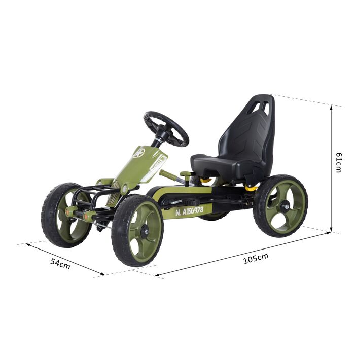Дитячий карт Tretauto, каталка з ручним гальмом, модель Kettcar з регульованим сидінням, підходить для дітей від 3 років, колір зелений, розміри: 105 x 54 x 61 см