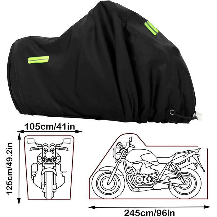 Водонепроникний чохол для мотоцикла XXL/XXXL з отвором для замка, 245x105x125 см, захисна накидка для Harley, Honda, Suzuki, Kawasaki, для вулиці