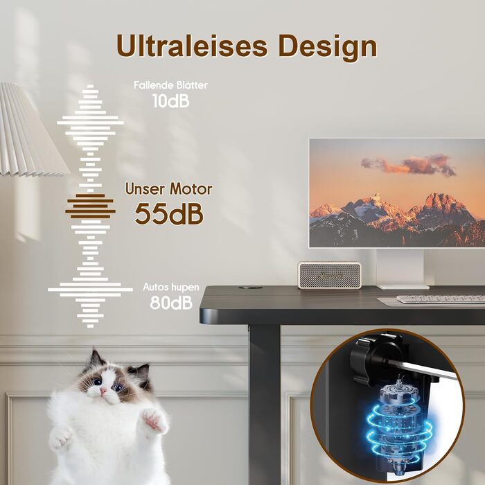 Електричний регульований стіл JUMMICO 100x60 см, чорний, з USB-портом для зарядки, ергономічний