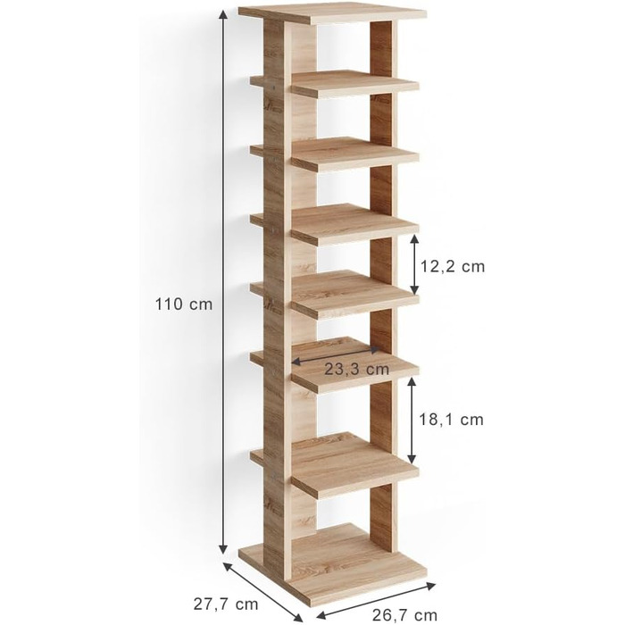 Тумба для взуття Vicco Sara, дуб Сонома, 26.7 x 110 см