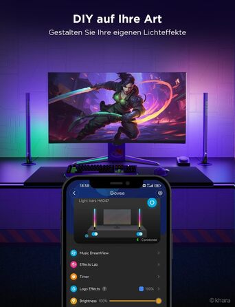 Ігрова світлодіодна світлова панель Govee x EVANGELION з Wi-Fi, розумним контролером, музичними режимами, 62 сценами, сумісна з Alexa та Google Assistant, підсвітка для ігрової кімнати