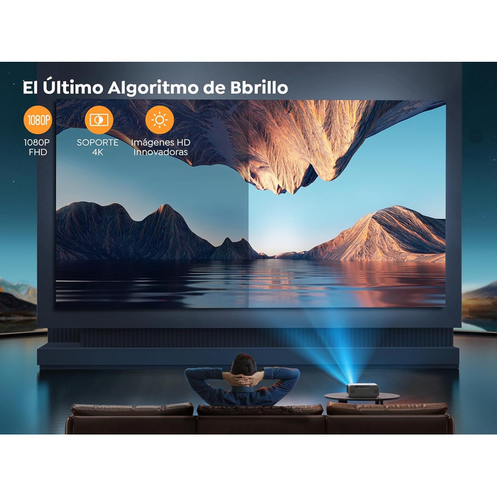 Проектор YABER One Dark Pro: Full HD 1080p (підтримка 4K), автофокус, корекція трапецієподібних викривлень, WiFi 6, Bluetooth, портативний домашній кінотеатр для смартфонів, PS5 та Fire TV Stick, до 300 дюймів