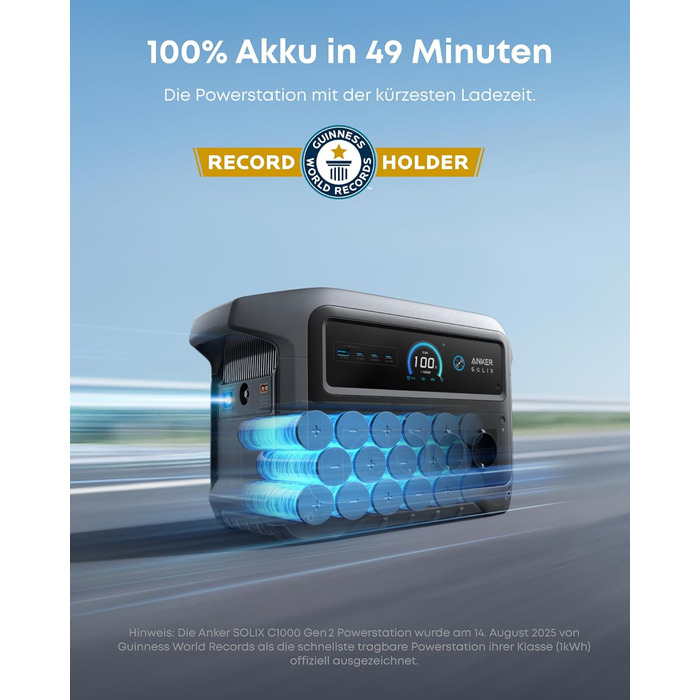 Портативна електростанція Anker SOLIX C1000 Gen 2, 2000Вт сонячний генератор, LiFePO₄ акумулятор 1024Вт-год, швидка зарядка за 49 хв, для кемпінгу та резервного живлення