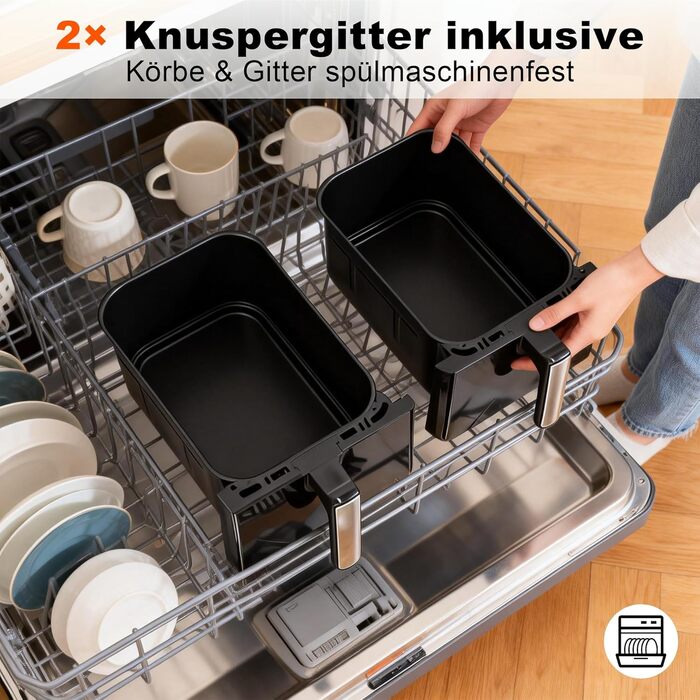 Аерофритюрниця Citybee XXL 10л з двома камерами (5л+5л), сенсорне керування, Dual Zone, 2200 Вт, чорна