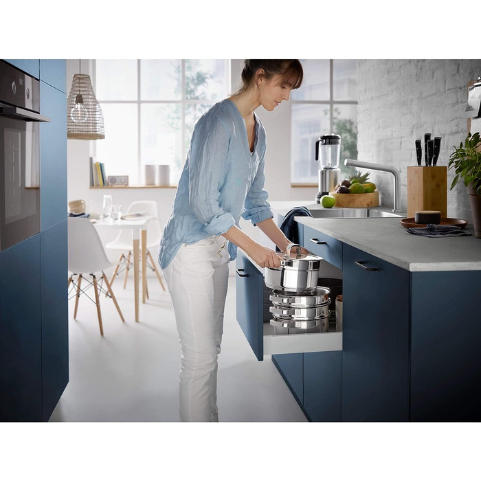 Набір каструль WMF Compact Cuisine 4 предмети для індукції з кришками, нержавіюча сталь Cromargan, з внутрішньою шкалою