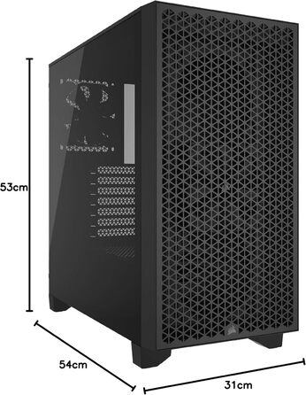Корпус для ПК CORSAIR 3000D Airflow, Mid-Tower, підтримка 4-слотових GPU, 3-контактний вентилятор, до 8×120мм вентиляторів, високий повітряний потік, чорний