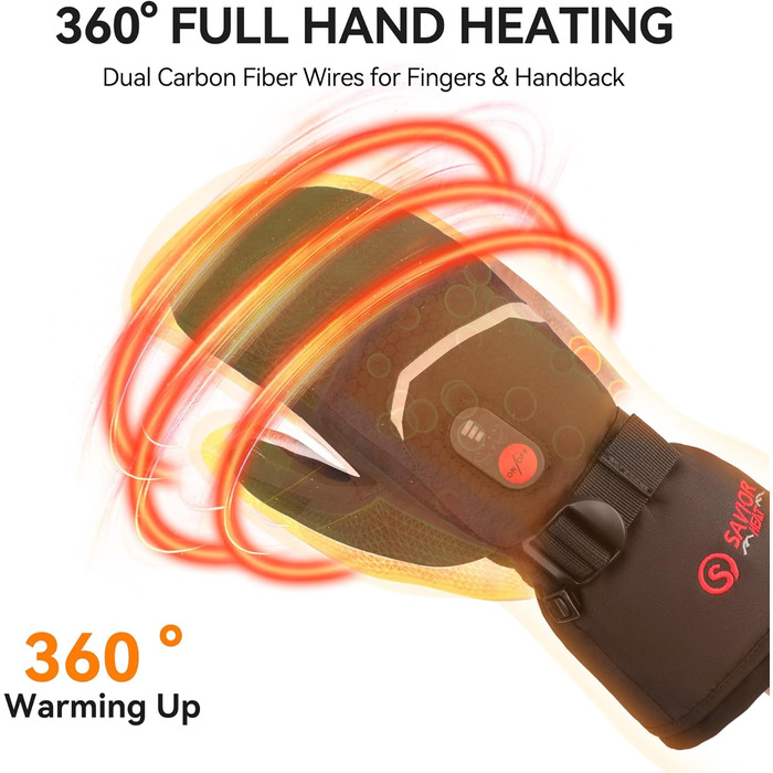 Обогревні рукавиці SAVIOR HEAT для чоловіків та жінок, акумуляторні, для катання на лижах, сноуборді, мотоциклі, туризмі (XXL, чорний)