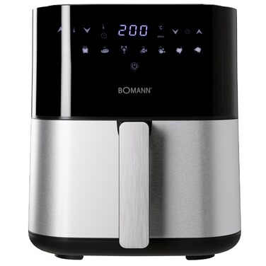 Аерофритюрниця Bomann FR 6069 H CB XXL 5л з цифровим тачскріном, 8 програм, нержавіюча сталь, чорний колір (Модель 2024)