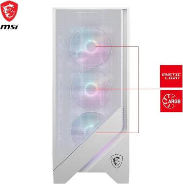 Корпус для ПК MSI MAG Forge 320R Airflow White ATX, підтримка RTX 40, ARGB підсвітка, магнітний пиловий фільтр, загартоване скло, USB 3.2