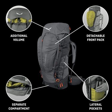 Туристичний рюкзак Salewa ALPTREK 65+10 PRO, 75 л, для трекінгу, чоловічий, водонепроникний