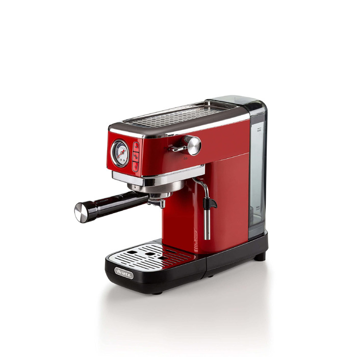 Кавомашина еспресо Ariete Slim Metal 1381 червона: для кави в зернах та ESE-падів, 15 бар, капучинатор, 1300 Вт