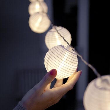 Гірлянда Lights4fun з 20 LED ліхтариками-лампіонами, тепле біле світло, для дому та вулиці, літній декор, балкон, з мережевим адаптером, у вінтажному стилі
