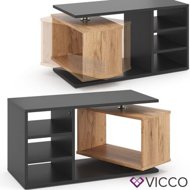 Журнальний стіл Vicco Rafi, чорний/дуб, 88x40 см