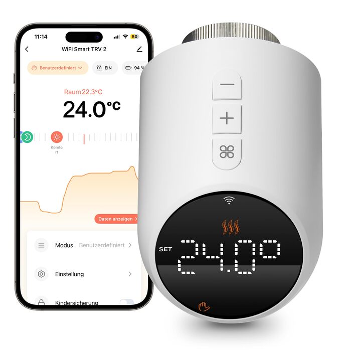 Розумний термостат для радіатора Beok WiFi з керуванням через Tuya, Google Assistant та Alexa, живлення від батарейок
