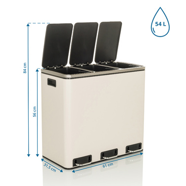 Збірник відходів / Система сортування відходів CLEAN IX 54L (3x18L) Сталь бежева hjh ОФІС