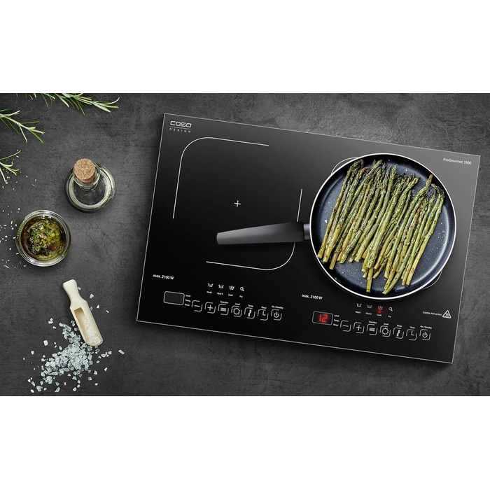 CASO Pro Gourmet 3500 - Двоконфорочна індукційна плитка, max. 3500 Вт, 60-240°C, 12 рівнів потужності, для посуду до 22 см