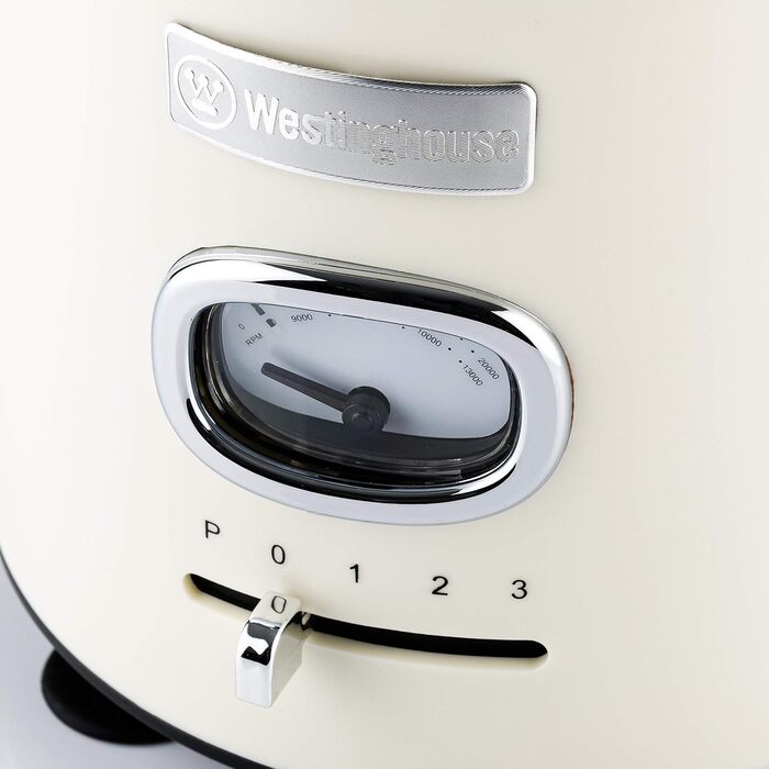 Стаціонарний блендер Westinghouse Retro 1.5 л, скляна чаша, 600 Вт, 3 швидкості, пульс, 6-лопатевий ніж, нержавіюча сталь, BPA Free, білий