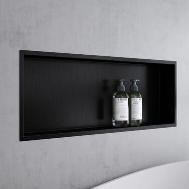 Душова ніша Mai & Mai 30x90x8,3 см, чорна, сталева, настінна, для ванної кімнати, монтаж під плитку