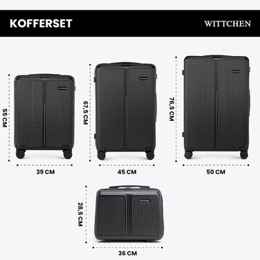 Валіза велика Wittchen Stripes Line XL (76.5x50x29 см) чорна, пластикова валіза-тролей на 4 колесах, 96 л, з кодовим замком та телескопічною ручкою