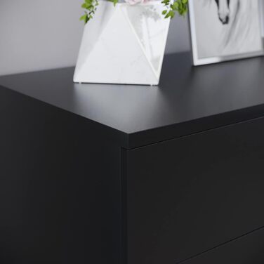 Комод Vida Designs Riano чорний, 4 шухляди з металевими ручками та напрямними, захист від деформації, меблі для спальні, 72x75x36 см
