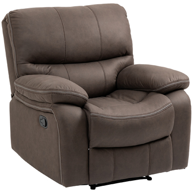 HOMCOM Recliner, телевізор з функцією відкидання, реклайнер для телевізора з підставкою для ніг М'яке крісло, крісло зі шкіри з чохлом з мікрофібри, з навантаженням до 150 кг для вітальні, коричневий