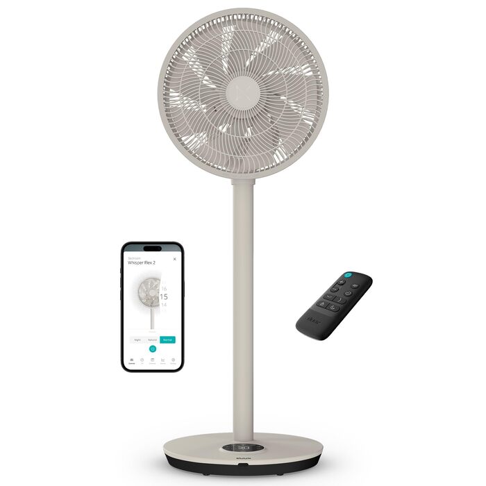 Duux Whisper Flex 2 Smart Вентилятор: тихий (13 дБ), нічний режим, таймер, регульована висота (54-92 см), енергоефективний, з Wi-Fi та пультом (Greige)