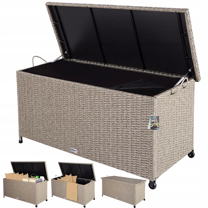 Садова скриня Casaria з техноротанга, 270 л, бежева
