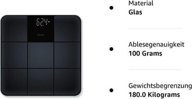 Ваги підлогові Beurer GS 235, скляні, цифрові, чорні, Magic-дисплей, антиковзка поверхня, автоматичне вмикання і вимикання