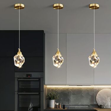 Сучасна кришталева підвісна люстра Sxtiger, 3 кольори LED, регульована по висоті, золота, для кухні, спальні, їдальні