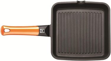 Гриль-сковорода BRA Efficient Orange 22 см, алюмінієва з антипригарним покриттям Platinum Plus, для індукції