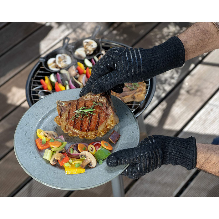 Преміум термостійкі рукавички для гриля AMZBBQ з арамідної тканини, до 500°C, вогнестійкі, три розміри (S-XL)