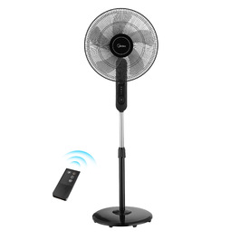 Вентилятор підлоговий Midea FS40-15FR з пультом, 3 режими, LED дисплей, таймер, регульована висота, чорний