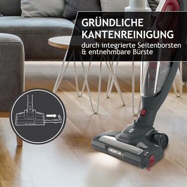Бездротовий пилосос Hoover HF21F25 2-в-1 з акумулятором, ручний та вертикальний, 45 хв автономної роботи, LED-підсвітка, паркування, складана ручка, насадка для щілин та щітка для пилу, без мішка