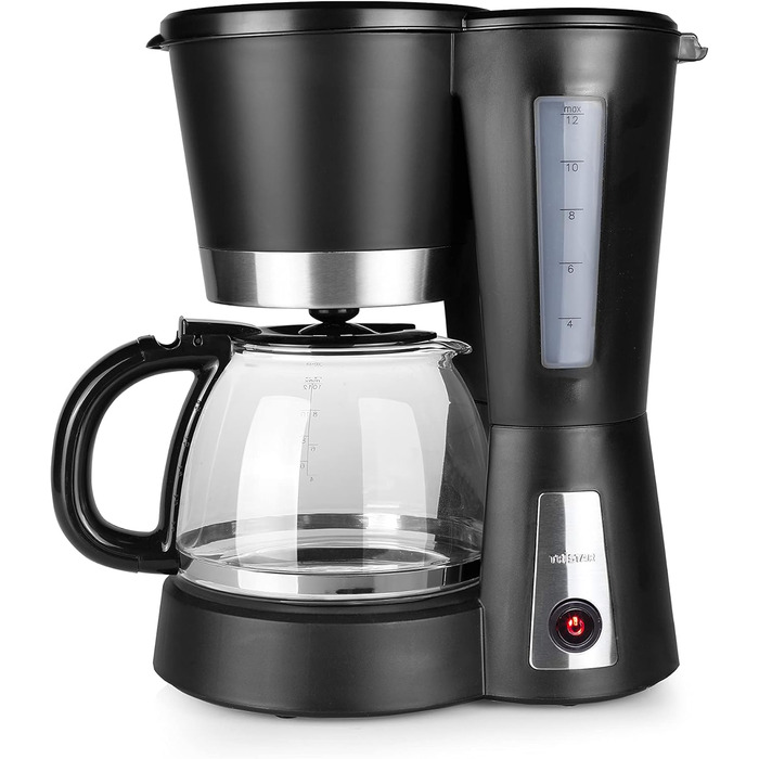 Кавоварка Tristar CM-1236, 1,2 л, з функцією підігріву, чорна, скляний глечик на 12 чашок