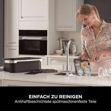 Аерофритюрниця Ninja Foodi FlexDrawer Dual Zone 10,4 л, 7-в-1, з антипригарним покриттям, знімним роздільником, чорна, AF500EU