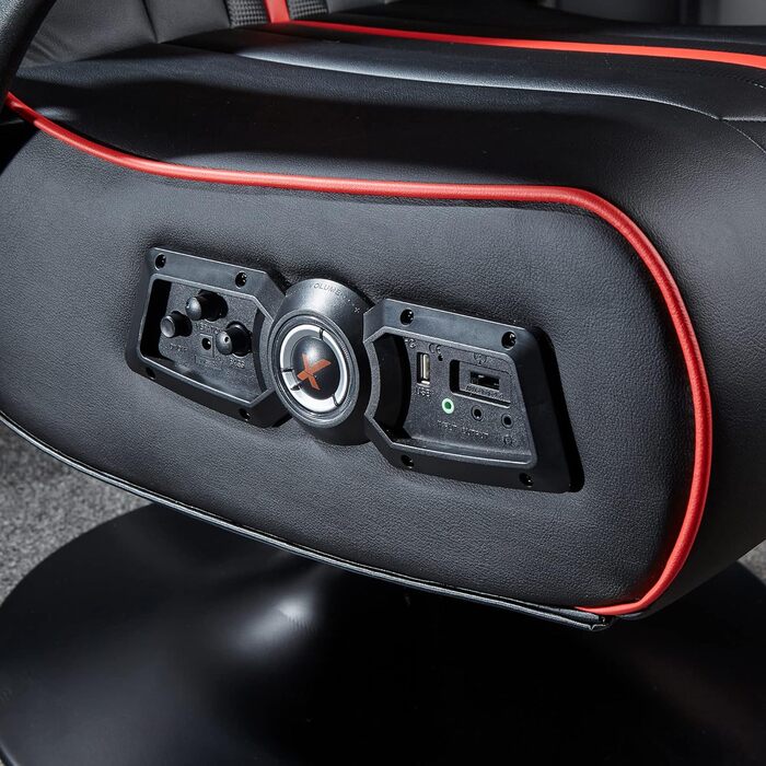 Ігрове крісло X Rocker Torque 2.1 з Bluetooth, вібрацією та аудіосистемою, червоне, педестальне крісло для геймерів та розваг